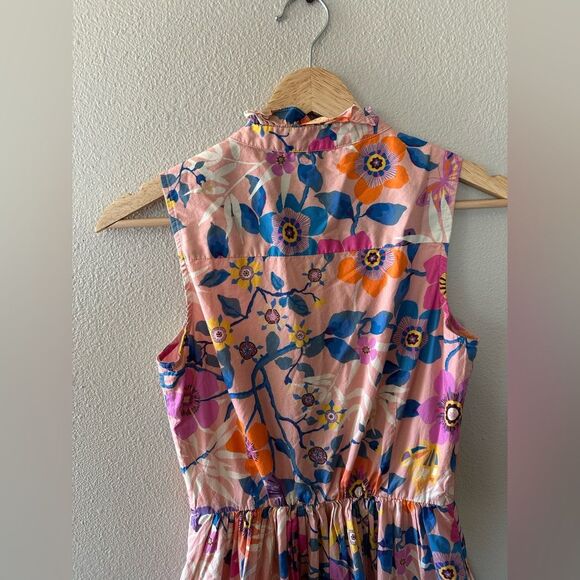 J Crew Liberty London Pavilion Pink Floral High Neck Button Up Midi Dress 00 - Picture 11 of 11